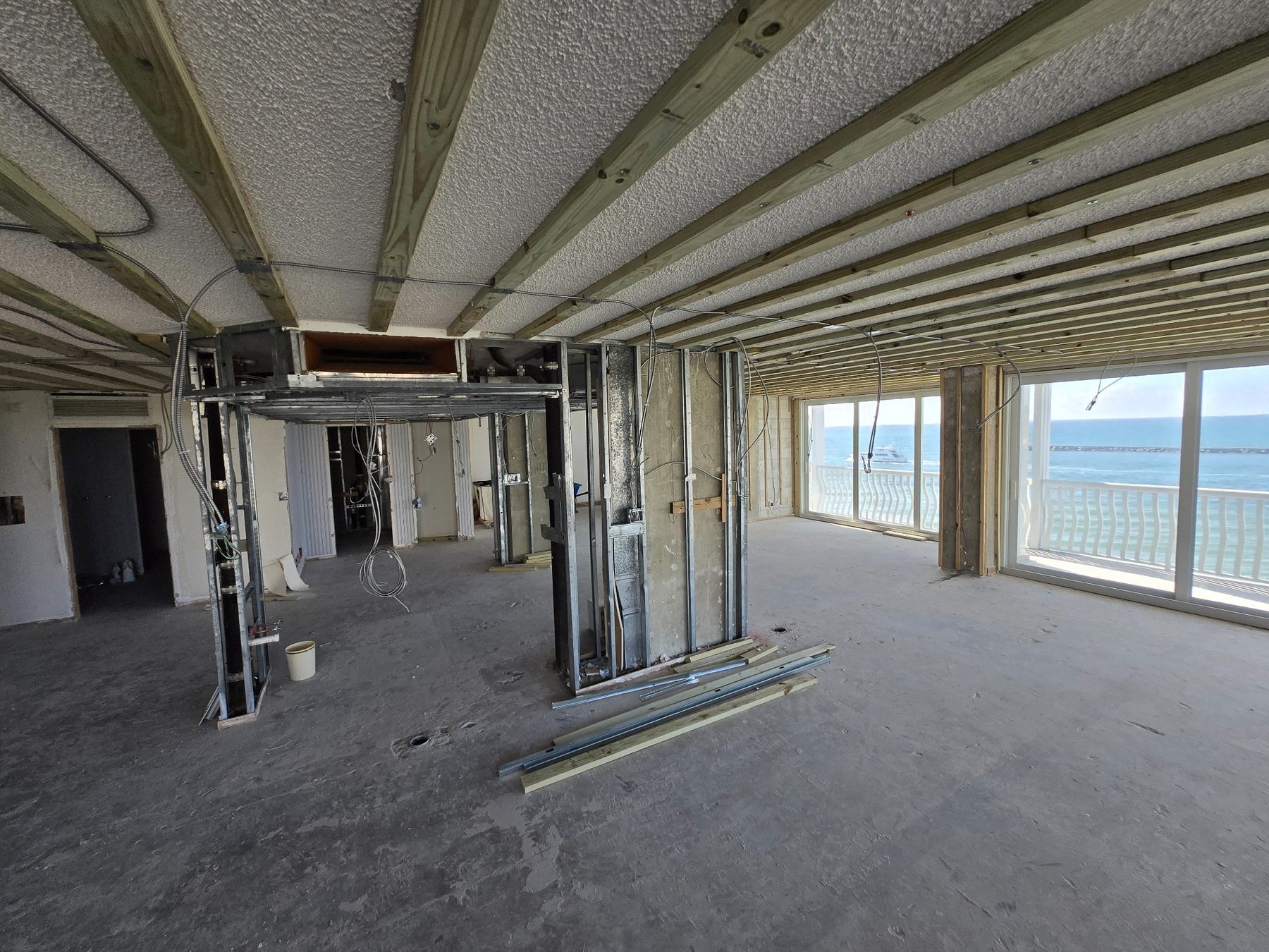 Open condominium layout prepared for kitchen remodeling work