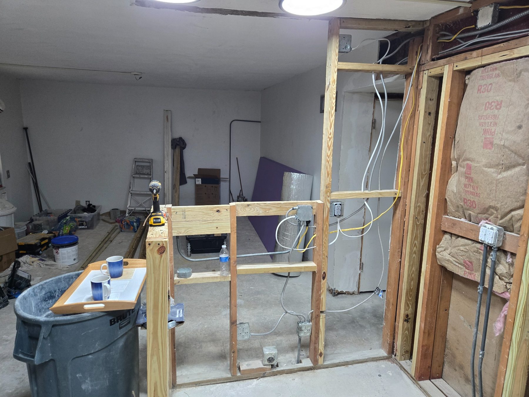 Framing and electrical wall rough-in